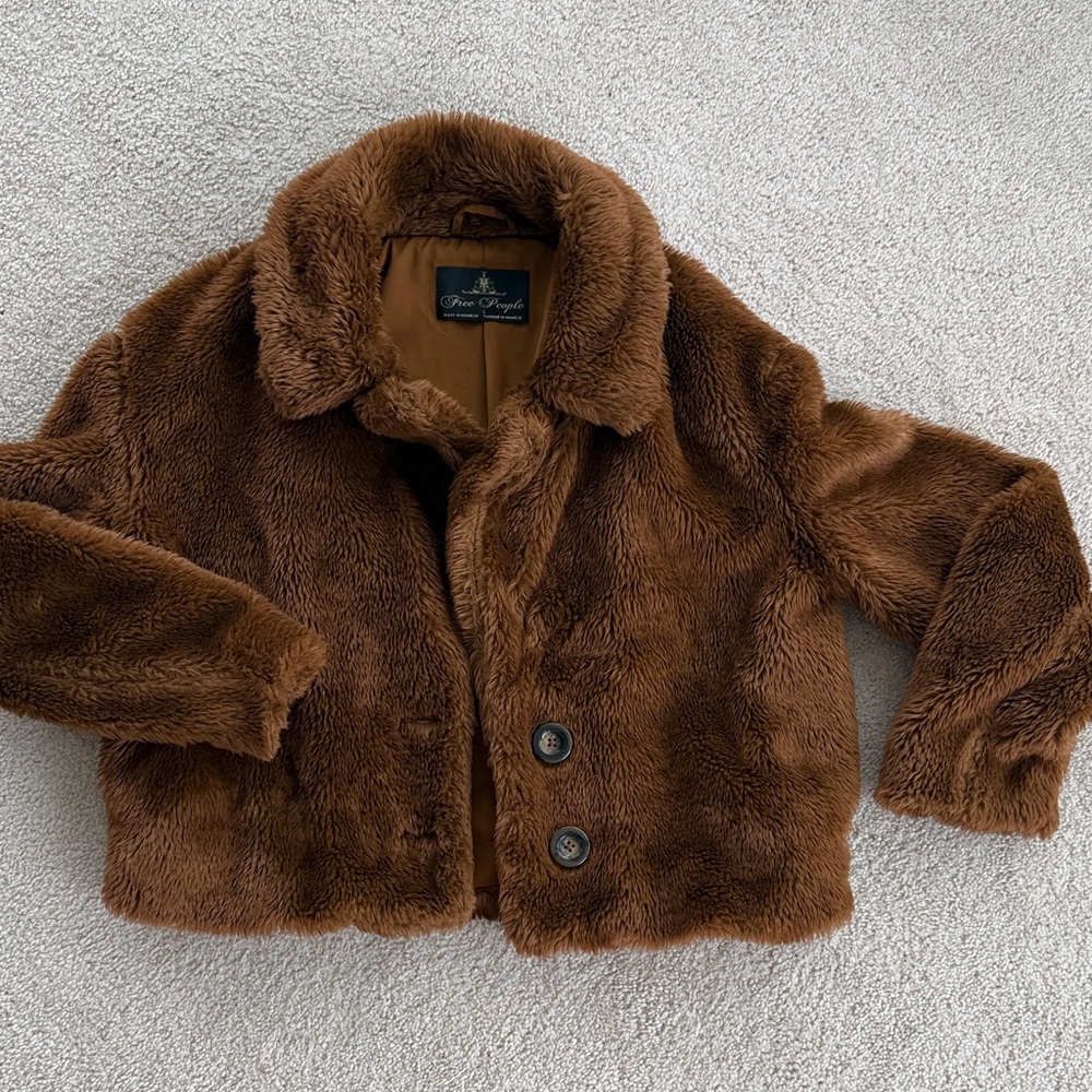 Free People Mena Faux Fur Jacket size S